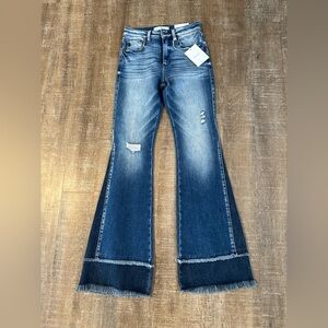 KanCan Distressed Flare Jeans in Blue